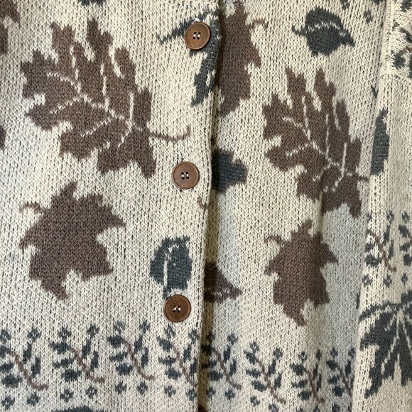 Alps Fine Apparel Womens Vintage 90s Wool USA Leaf Cardigan Size XL Beige FA EXC - Picture 5 of 12
